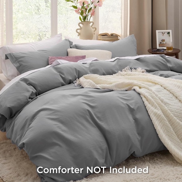 NEW Bedsure TWIN Duvet Cover Set - Med. Gray - Picture 5 of 5